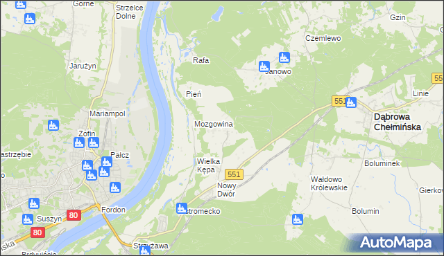 mapa Reptowo gmina Dąbrowa Chełmińska, Reptowo gmina Dąbrowa Chełmińska na mapie Targeo