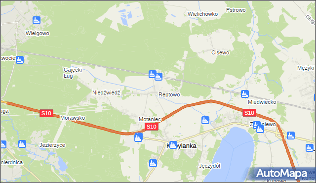 mapa Reptowo gmina Kobylanka, Reptowo gmina Kobylanka na mapie Targeo