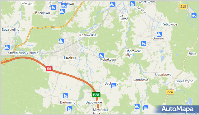 mapa Robakowo gmina Luzino, Robakowo gmina Luzino na mapie Targeo