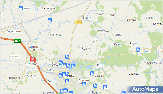 mapa Robity gmina Pasłęk, Robity gmina Pasłęk na mapie Targeo