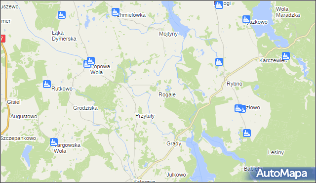 mapa Rogale gmina Dźwierzuty, Rogale gmina Dźwierzuty na mapie Targeo