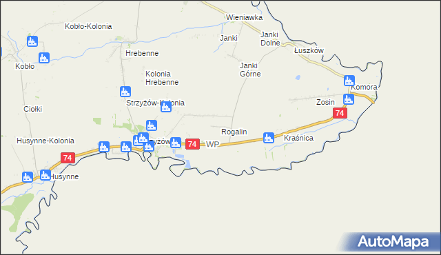 mapa Rogalin gmina Horodło, Rogalin gmina Horodło na mapie Targeo