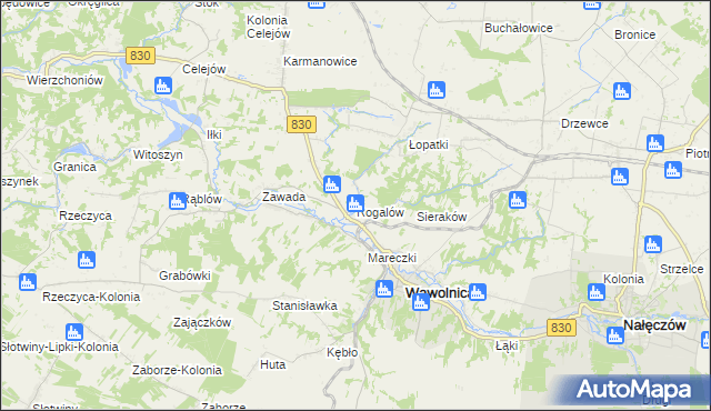 mapa Rogalów gmina Wąwolnica, Rogalów gmina Wąwolnica na mapie Targeo