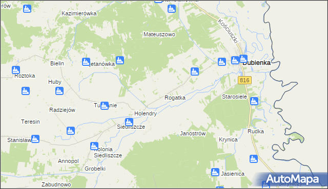 mapa Rogatka gmina Dubienka, Rogatka gmina Dubienka na mapie Targeo