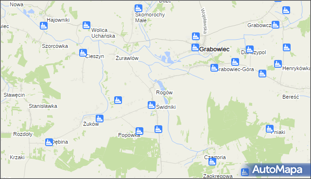 mapa Rogów gmina Grabowiec, Rogów gmina Grabowiec na mapie Targeo