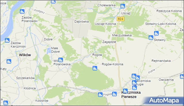 mapa Rogów gmina Wilków, Rogów gmina Wilków na mapie Targeo