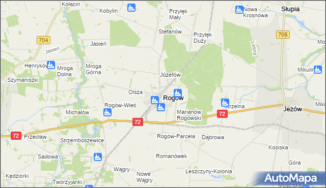 mapa Rogów powiat brzeziński, Rogów powiat brzeziński na mapie Targeo