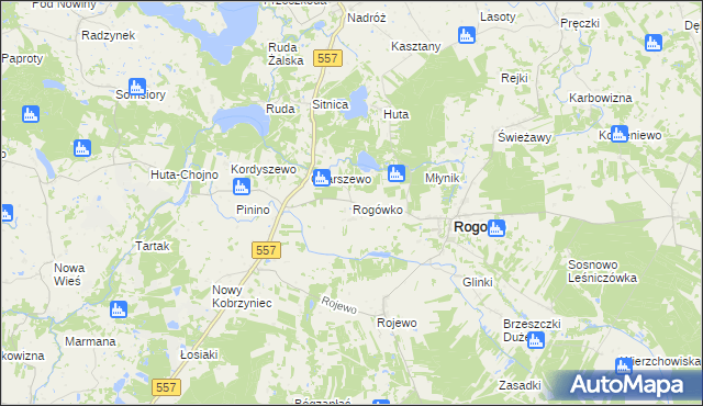 mapa Rogówko gmina Rogowo, Rogówko gmina Rogowo na mapie Targeo