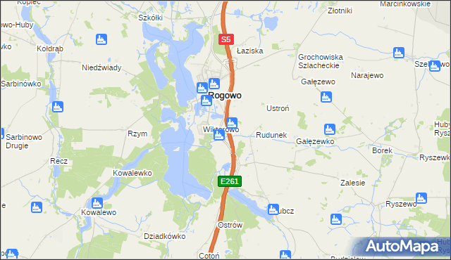 mapa Rogówko gmina Rogowo, Rogówko gmina Rogowo na mapie Targeo