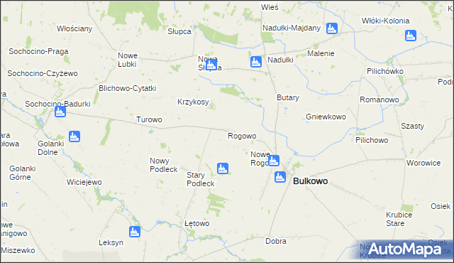 mapa Rogowo gmina Bulkowo, Rogowo gmina Bulkowo na mapie Targeo