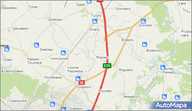 mapa Rogowo gmina Lubicz, Rogowo gmina Lubicz na mapie Targeo