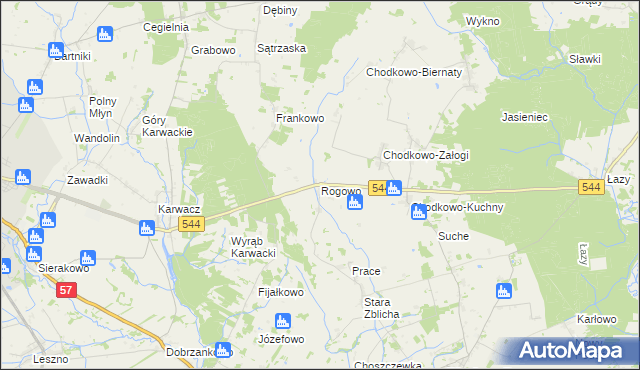 mapa Rogowo gmina Płoniawy-Bramura, Rogowo gmina Płoniawy-Bramura na mapie Targeo