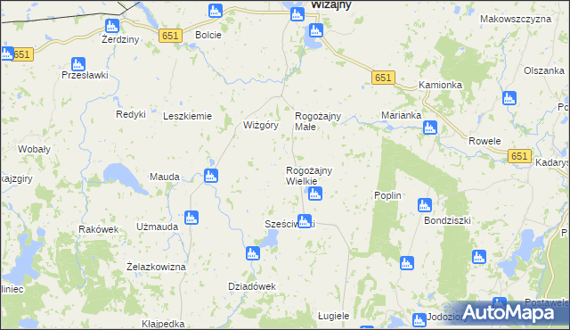 mapa Rogożajny Wielkie, Rogożajny Wielkie na mapie Targeo