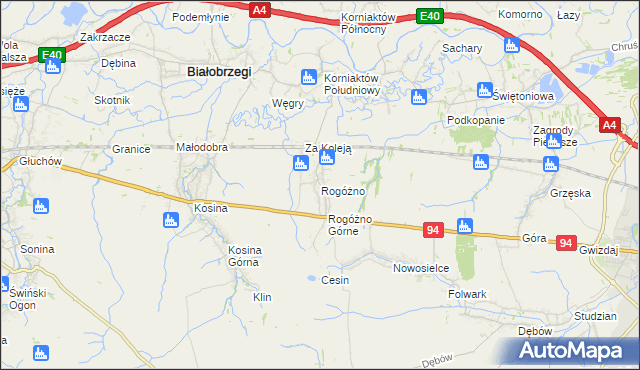 mapa Rogóżno, Rogóżno na mapie Targeo