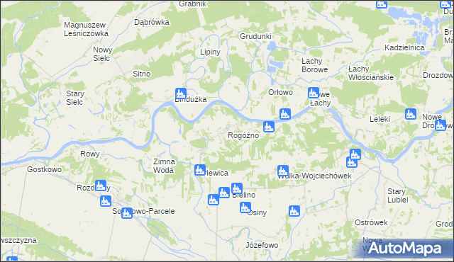 mapa Rogóźno gmina Rząśnik, Rogóźno gmina Rząśnik na mapie Targeo