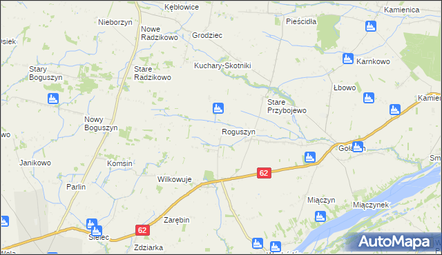 mapa Roguszyn gmina Czerwińsk nad Wisłą, Roguszyn gmina Czerwińsk nad Wisłą na mapie Targeo