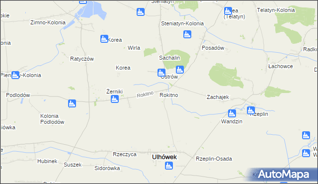 mapa Rokitno gmina Ulhówek, Rokitno gmina Ulhówek na mapie Targeo