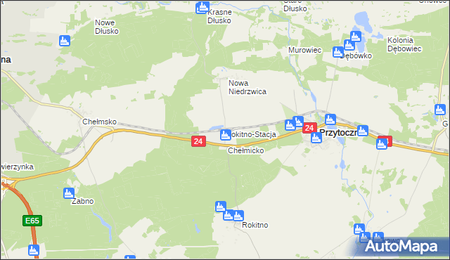 mapa Rokitno-Stacja, Rokitno-Stacja na mapie Targeo