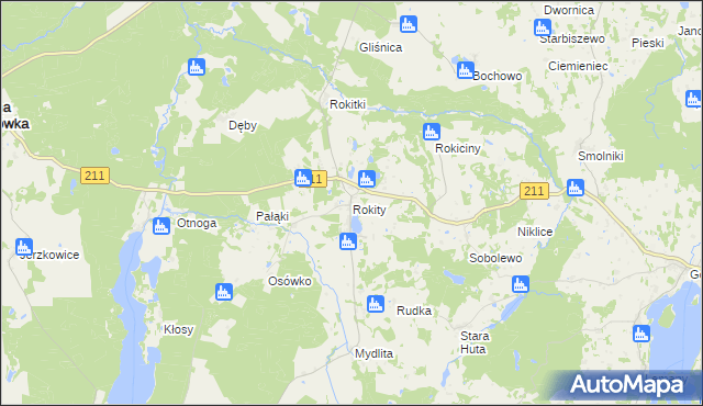 mapa Rokity gmina Czarna Dąbrówka, Rokity gmina Czarna Dąbrówka na mapie Targeo