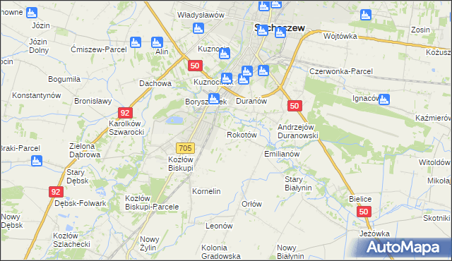 mapa Rokotów, Rokotów na mapie Targeo