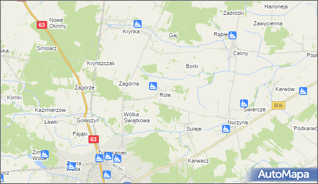 mapa Role gmina Łuków, Role gmina Łuków na mapie Targeo