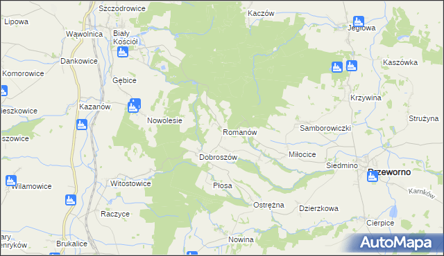 mapa Romanów gmina Przeworno, Romanów gmina Przeworno na mapie Targeo