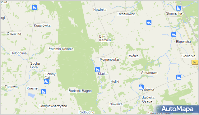 mapa Romanówka gmina Sidra, Romanówka gmina Sidra na mapie Targeo