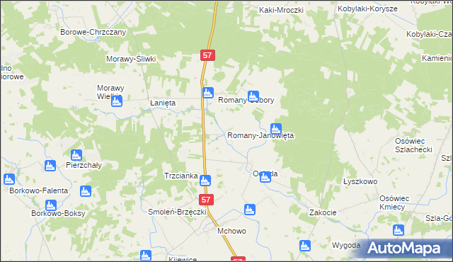 mapa Romany-Janowięta, Romany-Janowięta na mapie Targeo