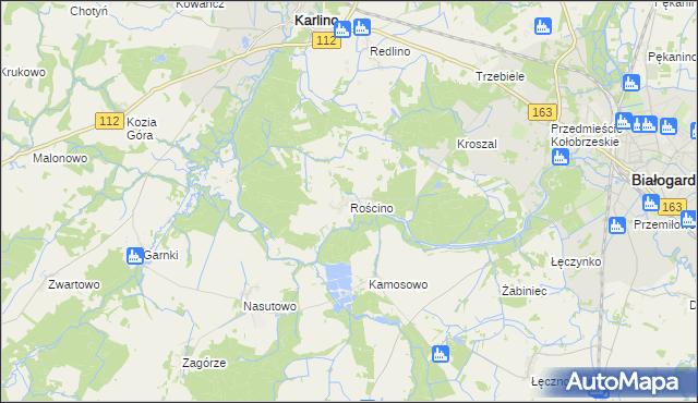 mapa Rościno, Rościno na mapie Targeo