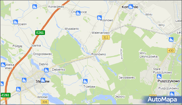 mapa Rosnówko gmina Komorniki, Rosnówko gmina Komorniki na mapie Targeo