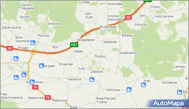 mapa Rososz gmina Biała, Rososz gmina Biała na mapie Targeo