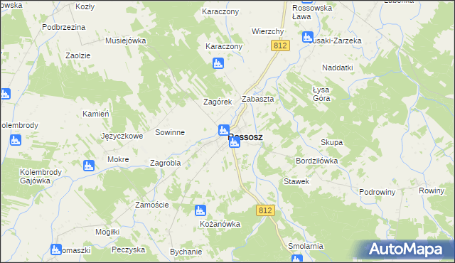 mapa Rossosz powiat bialski, Rossosz powiat bialski na mapie Targeo