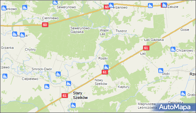 mapa Rostki gmina Szelków, Rostki gmina Szelków na mapie Targeo