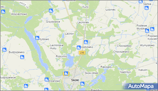 mapa Roszkówko gmina Skoki, Roszkówko gmina Skoki na mapie Targeo