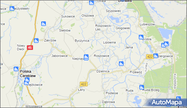 mapa Roszowice, Roszowice na mapie Targeo