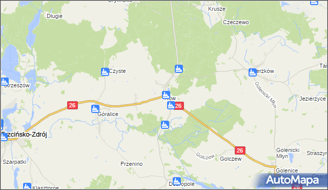 mapa Rów gmina Myślibórz, Rów gmina Myślibórz na mapie Targeo