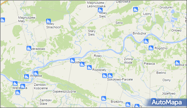 mapa Rowy gmina Obryte, Rowy gmina Obryte na mapie Targeo