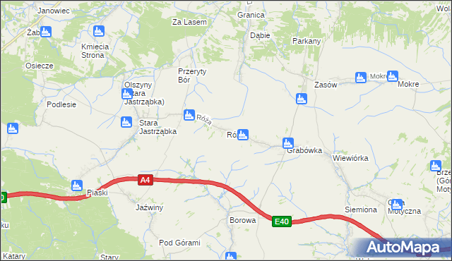 mapa Róża gmina Czarna, Róża gmina Czarna na mapie Targeo