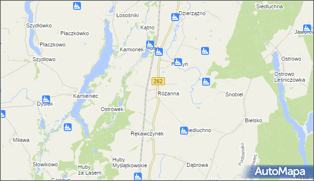 mapa Różanna gmina Orchowo, Różanna gmina Orchowo na mapie Targeo