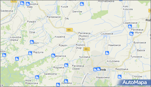 mapa Rozbórz Długi, Rozbórz Długi na mapie Targeo