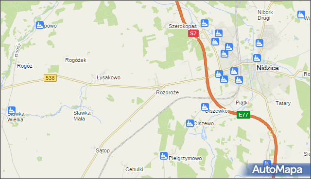 mapa Rozdroże, Rozdroże na mapie Targeo