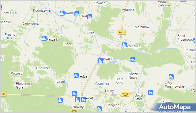 mapa Rożdżały gmina Warta, Rożdżały gmina Warta na mapie Targeo