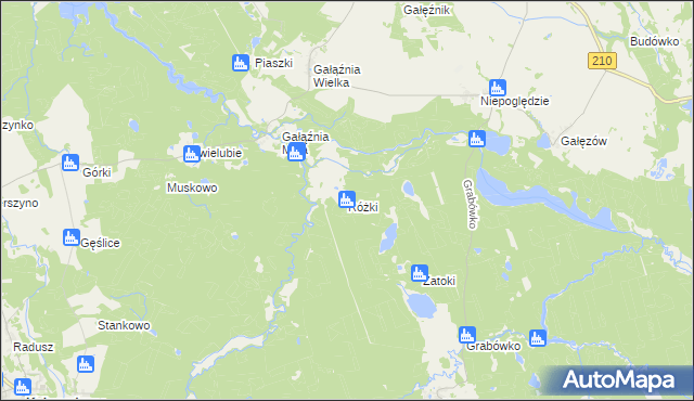 mapa Różki gmina Kołczygłowy, Różki gmina Kołczygłowy na mapie Targeo