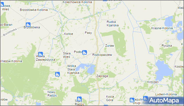 mapa Rozkopaczew, Rozkopaczew na mapie Targeo