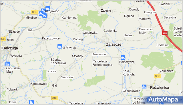 mapa Rożniatów gmina Zarzecze, Rożniatów gmina Zarzecze na mapie Targeo