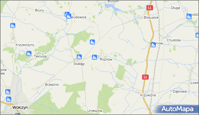 mapa Rożnów gmina Wołczyn, Rożnów gmina Wołczyn na mapie Targeo