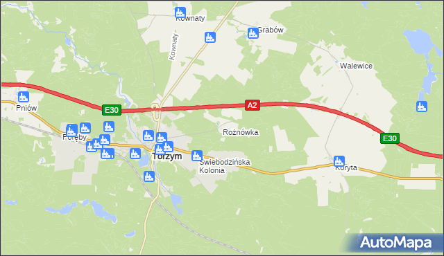 mapa Rożnówka, Rożnówka na mapie Targeo