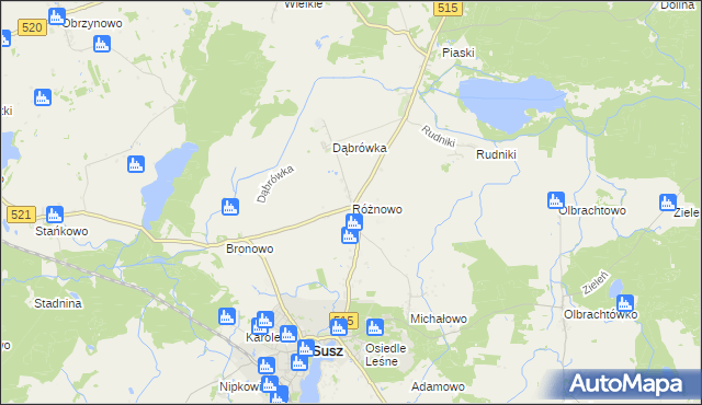 mapa Różnowo gmina Susz, Różnowo gmina Susz na mapie Targeo