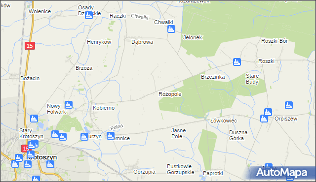 mapa Różopole, Różopole na mapie Targeo