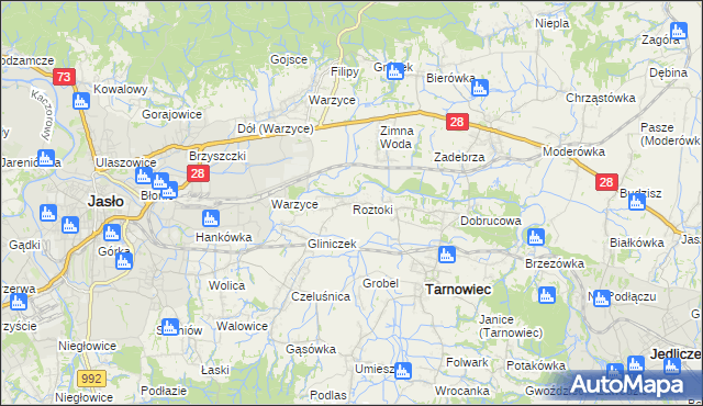 mapa Roztoki gmina Tarnowiec, Roztoki gmina Tarnowiec na mapie Targeo